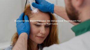 Dermatologist performing Dutasteride Mesotherapy with microinjections on a patient’s scalp for severe hair loss treatment.