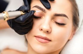 Nanoblading nano brows technique with fine machine strokes for natural-looking eyebrows